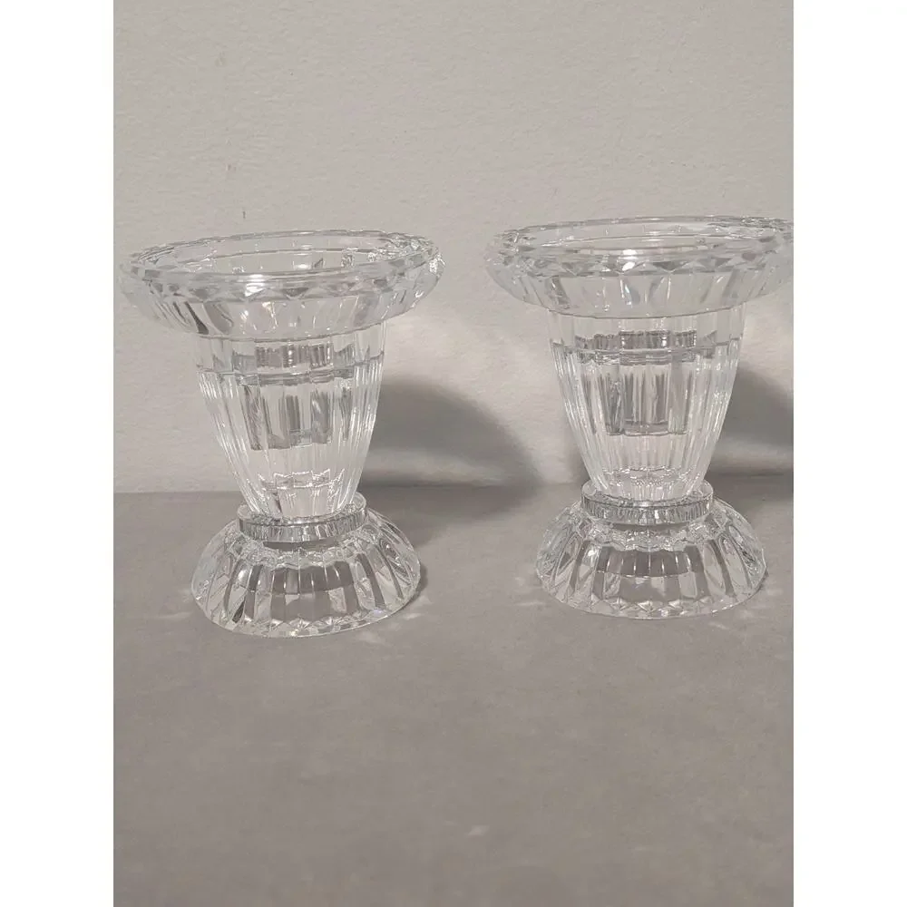 Vtg Gorham Crystal Reversible Candle Holders 4